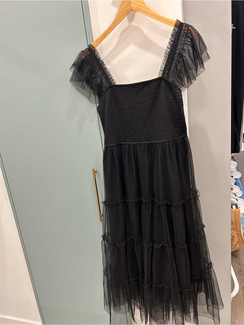 Flowy black tulle dress